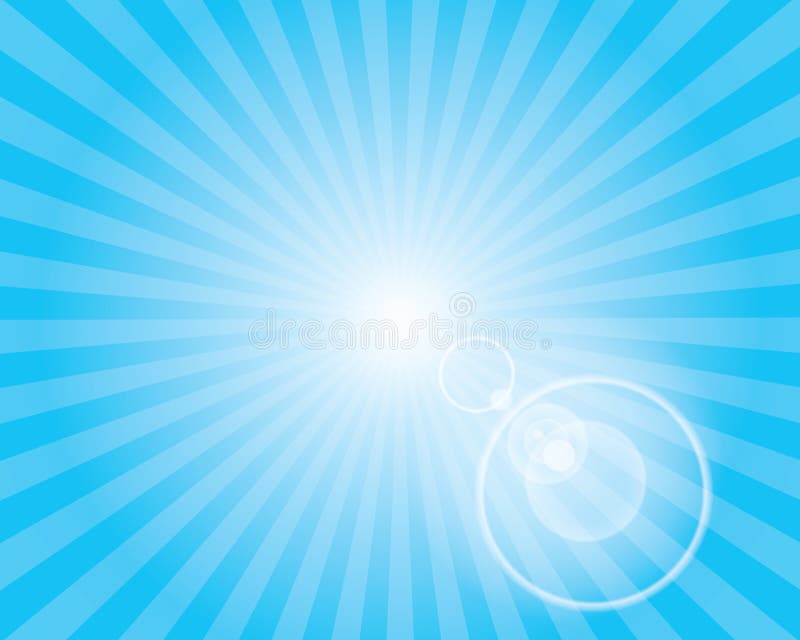 Sun Sunburst Pattern with lens flare. Blue sky background. Vector illustration. Sun Sunburst Pattern with lens flare. Blue sky background. Vector illustration.