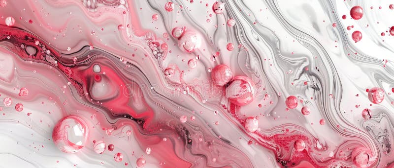 Σχέδιο Fluid Marble Με Ροζ Γκρι Και Λευκό Στροβιλισμό Και Αιωρούμενες Σφαίρες ελεύθερη απεικόνιση δικαιώματος
