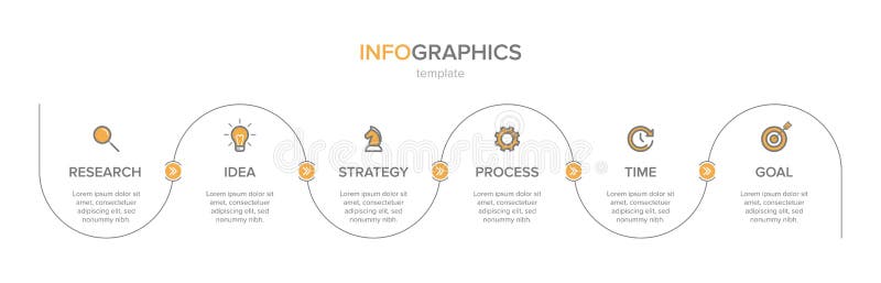 Σχέδιο Infographic με τα εικονίδια και 6 επιλογές ή βήματα Λεπτό διάνυσμα γραμμών Επιχειρησιακή έννοια Infographics o διανυσματική απεικόνιση