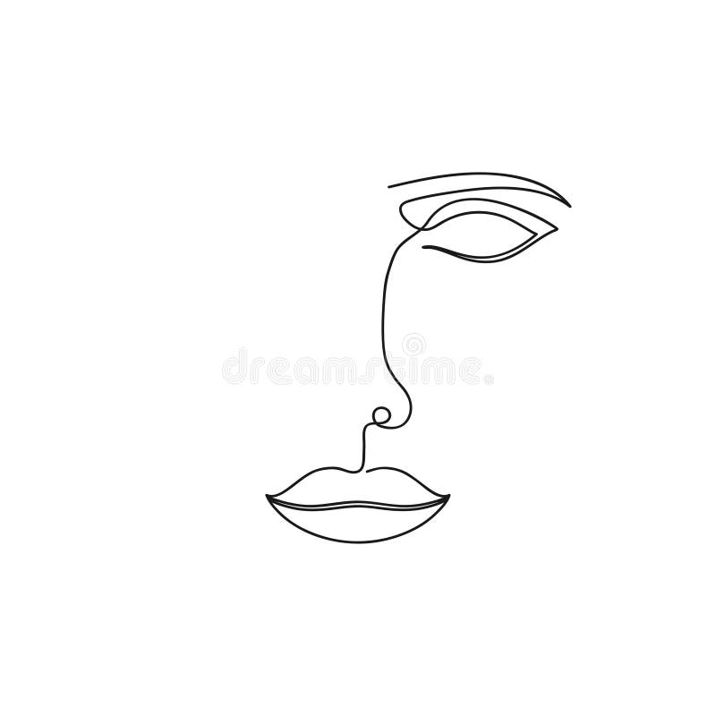 Σχέδιο γραμμών ПечатьOne του αφηρημένου προσώπου Συνεχής γραμμή minimalistic πορτρέτου γυναικών ομορφιάς r