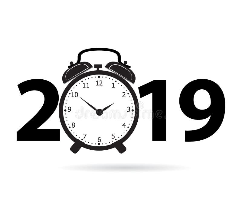 Σχέδιο κειμένων καλής χρονιάς 2019 με το ξυπνητήρι για σας ελεύθερη απεικόνιση δικαιώματος Σχέδιο κειμένων καλής χρονιάς 2019 με το ξυπνητήρι για σας ελεύθερη απεικόνιση δικαιώματος