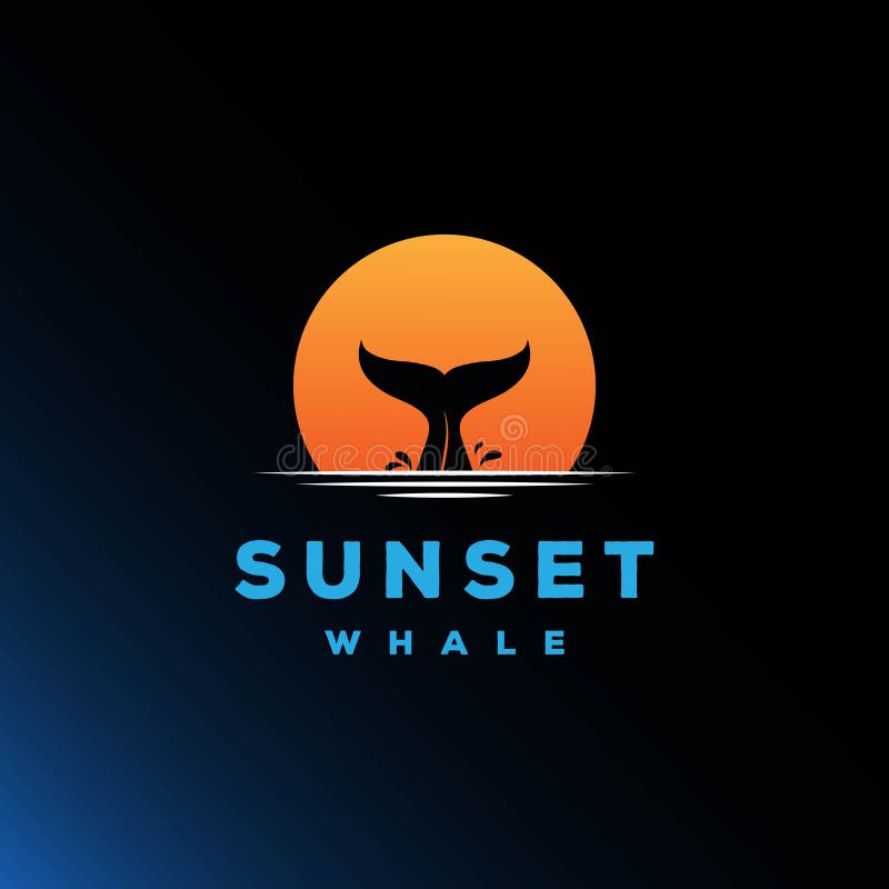 Sunset Whale Tail Silhouette Logo Design Vector. Sunset Whale Tail Silhouette Logo Design Vector