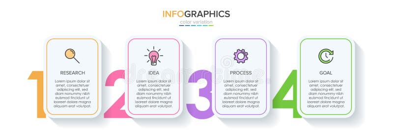 Σχεδίαση infographic με εικονίδια και 4 επιλογές ή βήματα Διάνυσμα λεπτής γραμμής Επιχειρηματική ιδέα της πληροφορίας Μπορεί να χ απεικόνιση αποθεμάτων
