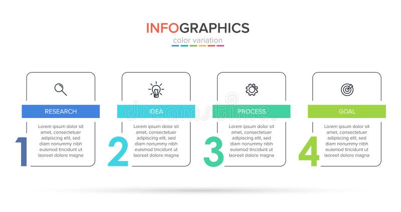 Σχεδίαση infographic με εικονίδια και 4 επιλογές ή βήματα Διάνυσμα λεπτής γραμμής Επιχειρηματική ιδέα της πληροφορίας Μπορεί να χ απεικόνιση αποθεμάτων