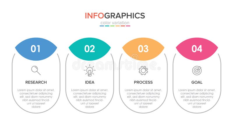 Σχεδίαση infographic με εικονίδια και 4 επιλογές ή βήματα Διάνυσμα λεπτής γραμμής Επιχειρηματική ιδέα της πληροφορίας Μπορεί να χ ελεύθερη απεικόνιση δικαιώματος