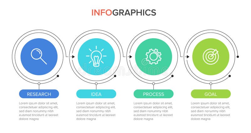 Σχεδίαση infographic με εικονίδια και 4 επιλογές ή βήματα Διάνυσμα λεπτής γραμμής Επιχειρηματική ιδέα της πληροφορίας Μπορεί να χ διανυσματική απεικόνιση