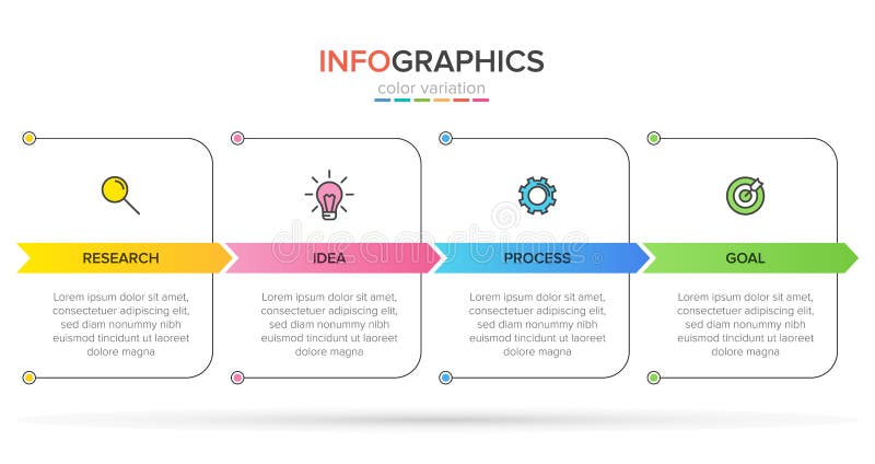 Σχεδίαση infographic με εικονίδια και 4 επιλογές ή βήματα Διάνυσμα λεπτής γραμμής Επιχειρηματική ιδέα της πληροφορίας Μπορεί να χ διανυσματική απεικόνιση