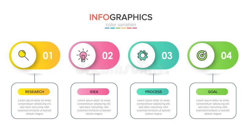 Σχεδίαση infographic με εικονίδια και 4 επιλογές ή βήματα Διάνυσμα λεπτής γραμμής Επιχειρηματική ιδέα της πληροφορίας Μπορεί να χ απεικόνιση αποθεμάτων