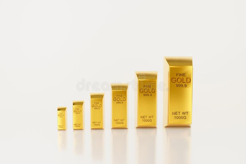 σχεδίαση απόδοσης 3d. ingot από ράβδο χρυσού απομονωμένη σε λευκό φόντο. γράφημα ανάπτυξης επιχειρήσεων και επενδυτική χρηματοδότη ελεύθερη απεικόνιση δικαιώματος