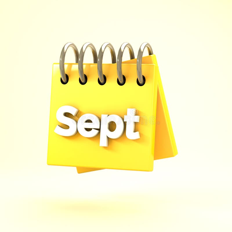 3D Mini Calendar Design Isolated on White Background - September. 3D Mini Calendar Design Isolated on White Background - September