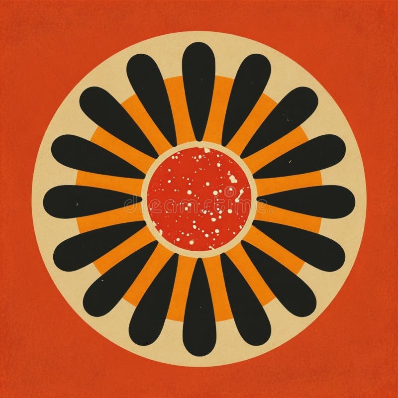 Σχεδίαση τέχνης RetroInspiron Vintage Floral Sun Motif διανυσματική απεικόνιση
