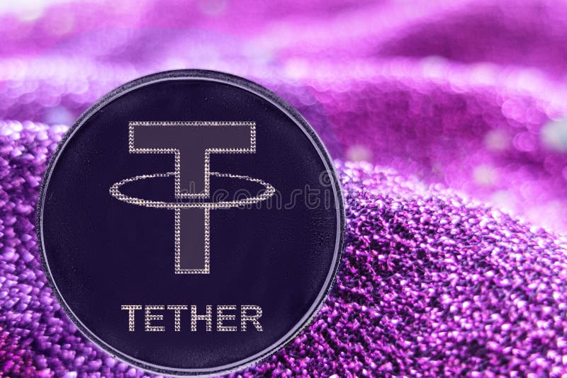 Σχοινί cryptocurrency USDT νομισμάτων στο σύγχρονο υπόβαθρο νέου απεικόνιση αποθεμάτων