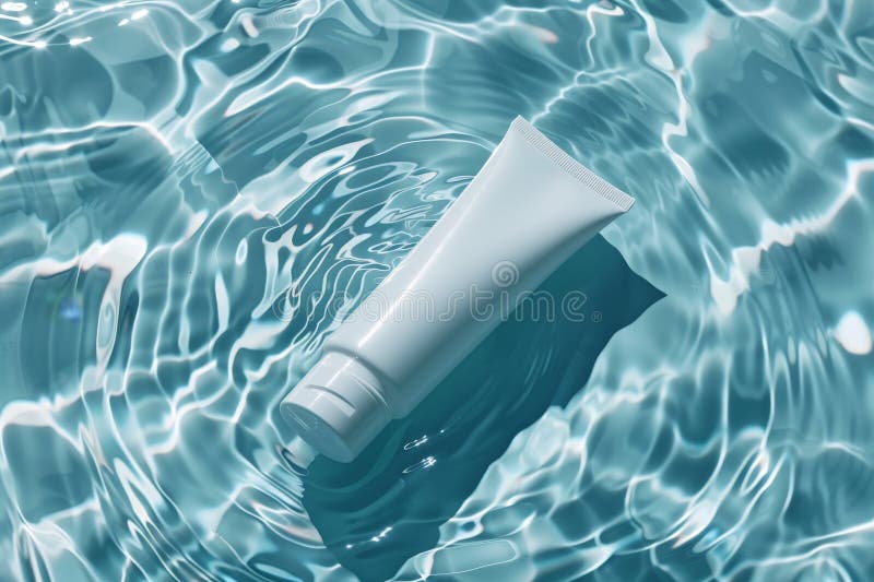 A tube of toothpaste is seen floating on the surface of a pool of clear water, creating ripples around it. AI Generative AI generated. A tube of toothpaste is seen floating on the surface of a pool of clear water, creating ripples around it. AI Generative AI generated
