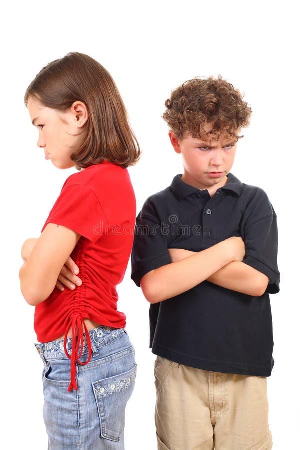 Young boy and girl quarreling. Young boy and girl quarreling