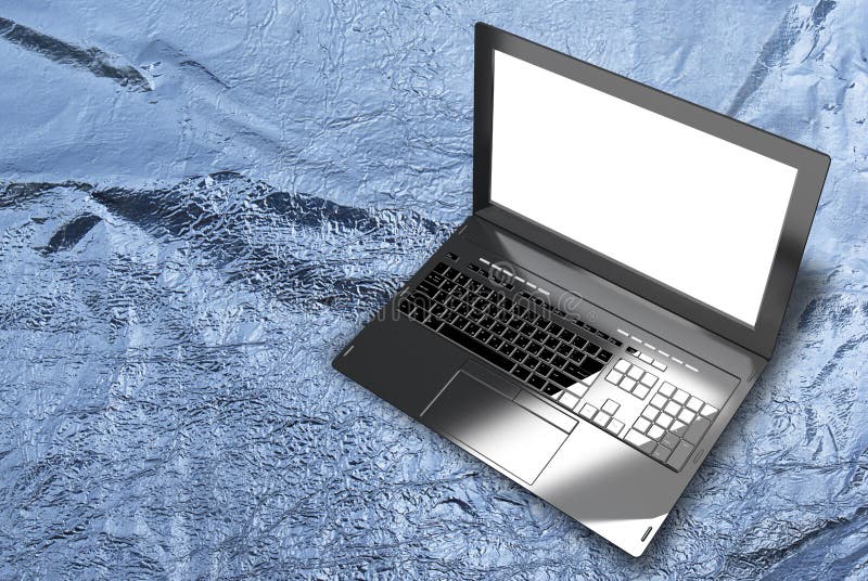 Σύγχρονη κινηματογράφηση σε πρώτο πλάνο lap-top στο μεταλλικό ασημένιο υλικό υπόβαθρο διανυσματική απεικόνιση