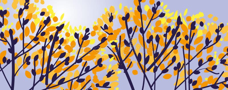 Σύγχρονη κομψή σκιαγραφία κλάδων δέντρων φθινοπώρου απεικόνιση αποθεμάτων
