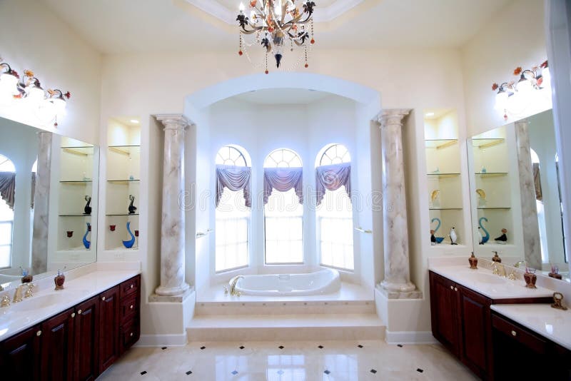 Ultra luxury bathroom interiors wide angle shot. Ultra luxury bathroom interiors wide angle shot