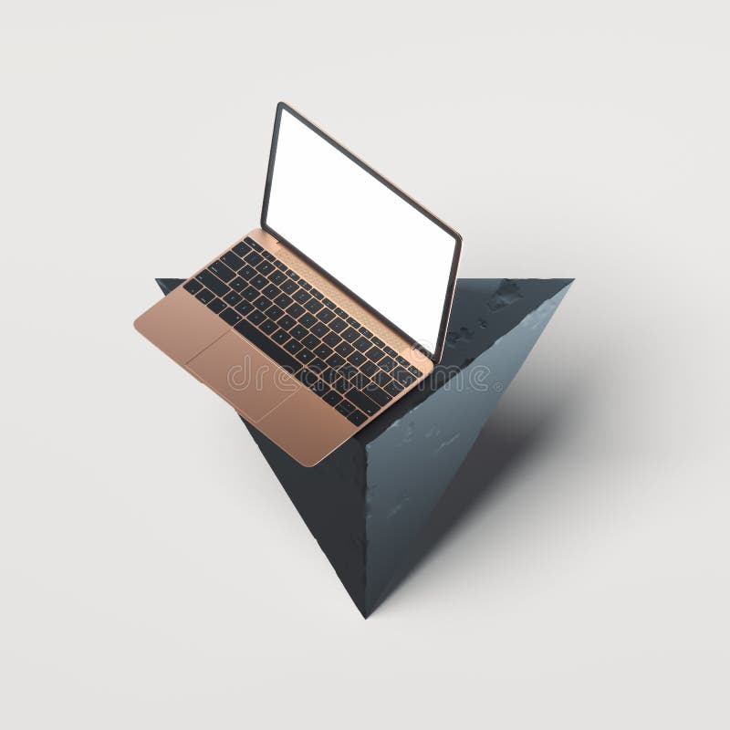 Σύγχρονο κενό lap-top στο γεωμετρικό αριθμό πετρών τριγώνων r διανυσματική απεικόνιση Σύγχρονο κενό lap-top στο γεωμετρικό αριθμό πετρών τριγώνων r διανυσματική απεικόνιση