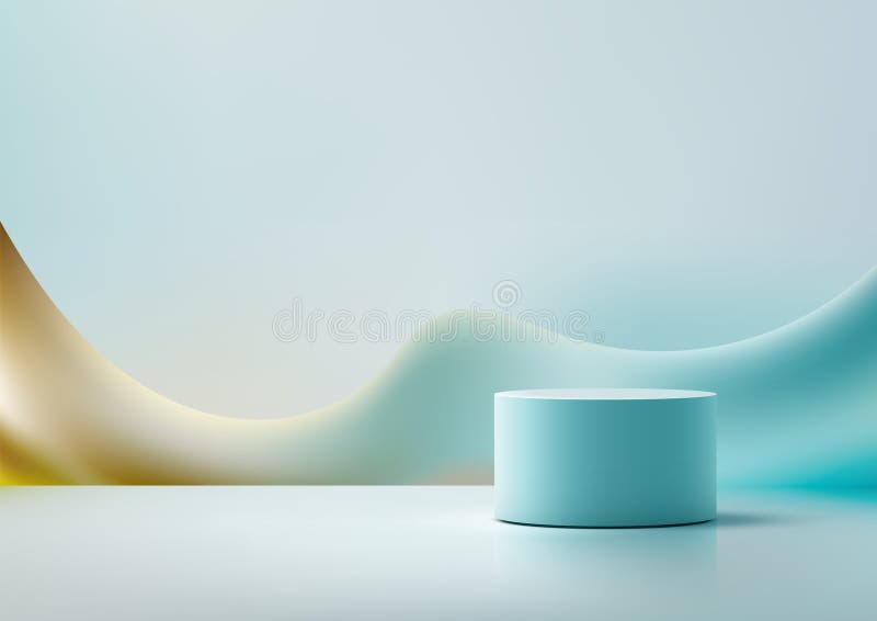 σύγχρονο κυλινδρικό βάθρο 3D σε γυαλιστερή επιφάνεια με αφηρημένο φόντο υγρού για απεικόνιση προϊόντων απεικόνιση αποθεμάτων