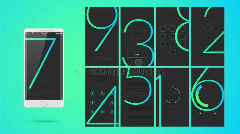 Σύγχρονο σχέδιο οθόνης UI για κινητό app με τα εικονίδια Ιστού ελεύθερη απεικόνιση δικαιώματος Σύγχρονο σχέδιο οθόνης UI για κινητό app με τα εικονίδια Ιστού ελεύθερη απεικόνιση δικαιώματος