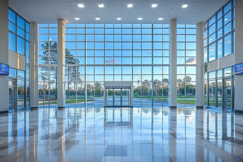 Σύγχρονος τερματικός σταθμός στο αεροδρόμιο Νόρφολκ για καθαρά και λειτουργικά ταξίδια στοκ εικόνα με δικαίωμα ελεύθερης χρήσης