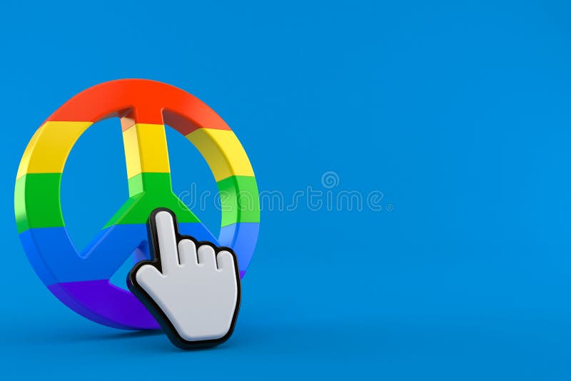 σύμβολο ειρήνης με δρομέα web απομονωμένο στο μπλε φόντο 3d απεικόνιση