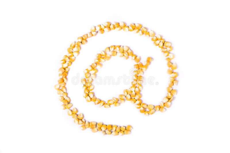 Email symbol with maize balls. Email symbol with maize balls
