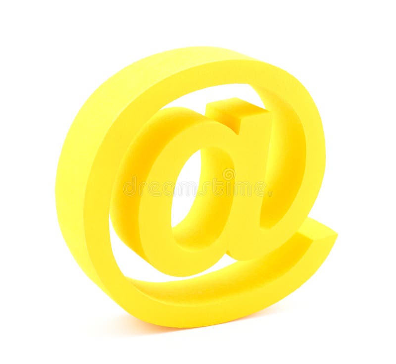 3d yellow email symbol with a plain white background. 3d yellow email symbol with a plain white background