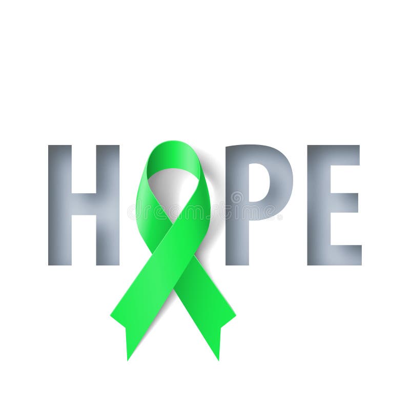 Banner with Hope Lettering and Symbol of Organ Transplant and Organ Donation Awareness Realistic Green Ribbon. Design Template for Info-graphics or Websites Magazines on Green Background. Banner with Hope Lettering and Symbol of Organ Transplant and Organ Donation Awareness Realistic Green Ribbon. Design Template for Info-graphics or Websites Magazines on Green Background