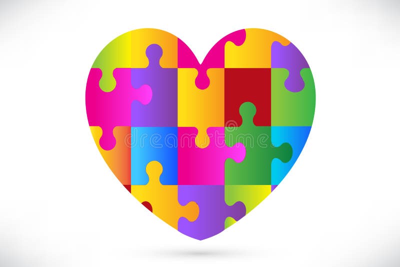 Autism children colorful rainbow puzzle heart shape symbol vector logo design web image graphic illustration artistic design template background. Autism children colorful rainbow puzzle heart shape symbol vector logo design web image graphic illustration artistic design template background