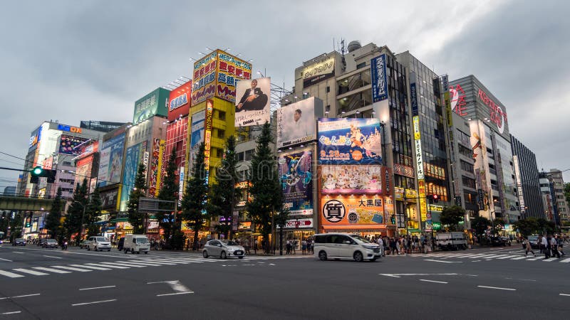 Σύνδεση διαβάσεων πεζών Akihabara το βράδυ με τα ζωηρόχρωμα φω'τα Ιαπωνικός σταυρός ο δρόμος στην οδό Akihabara, Ιαπωνία στοκ φωτογραφίες Σύνδεση διαβάσεων πεζών Akihabara το βράδυ με τα ζωηρόχρωμα φω'τα Ιαπωνικός σταυρός ο δρόμος στην οδό Akihabara, Ιαπωνία στοκ φωτογραφίες