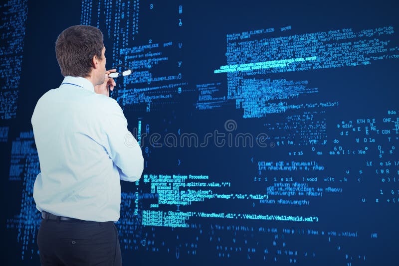 Σύνθετη εικόνα της σκέψης των γυαλιών δαγκώματος επιχειρηματιών στοκ εικόνα