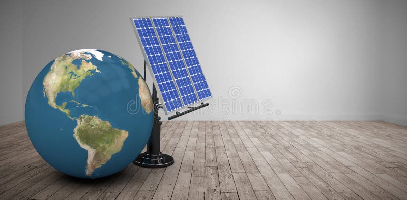 Σύνθετη εικόνα της ψηφιακά σύνθετης εικόνας της τρισδιάστατης σφαίρας με το ηλιακό πλαίσιο στοκ εικόνα με δικαίωμα ελεύθερης χρήσης Σύνθετη εικόνα της ψηφιακά σύνθετης εικόνας της τρισδιάστατης σφαίρας με το ηλιακό πλαίσιο στοκ εικόνα με δικαίωμα ελεύθερης χρήσης