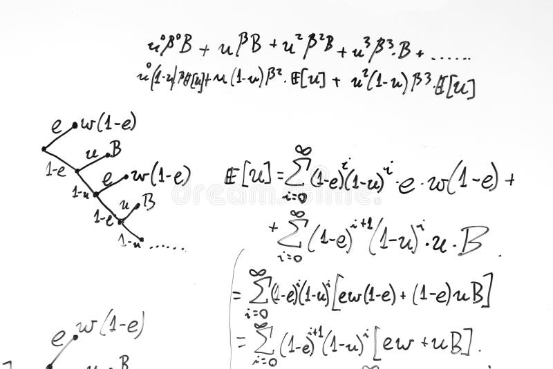 Σύνθετοι τύποι math στο whiteboard Μαθηματικά και επιστήμη με τα οικονομικά στοκ εικόνα Σύνθετοι τύποι math στο whiteboard Μαθηματικά και επιστήμη με τα οικονομικά στοκ εικόνα
