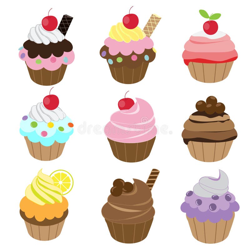 Σύνολο Cupcake απεικόνιση αποθεμάτων Σύνολο Cupcake απεικόνιση αποθεμάτων