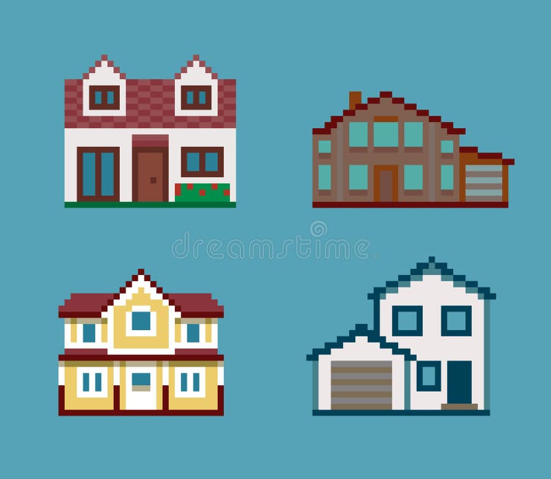 Set of Various Pixel Houses. Set of Various Pixel Houses