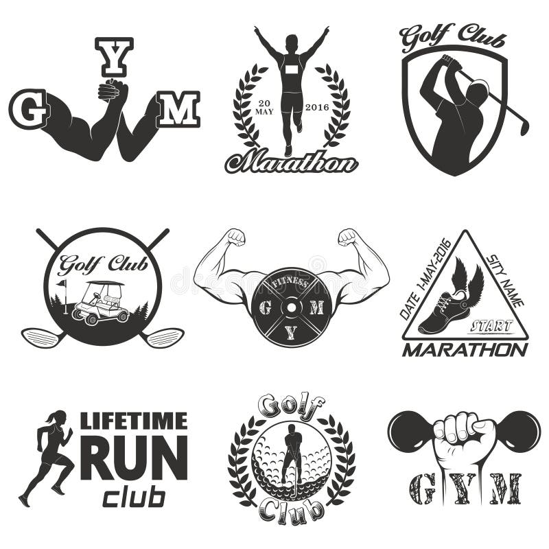 Set of vintage sports emblems, labels, badges and logos. Set of vintage sports emblems, labels, badges and logos