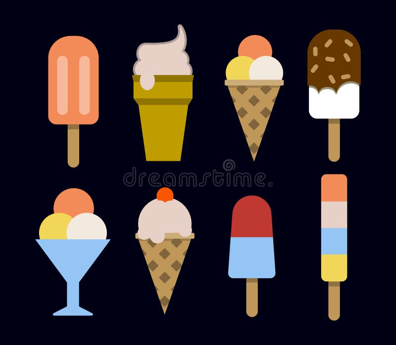 Σύνολο παγωτών και Popsicles Απομονωμένος στο Μαύρο απεικόνιση αποθεμάτων Σύνολο παγωτών και Popsicles Απομονωμένος στο Μαύρο απεικόνιση αποθεμάτων