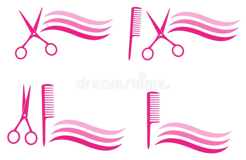 Set of isolated design elements for hair salon on white background. Set of isolated design elements for hair salon on white background