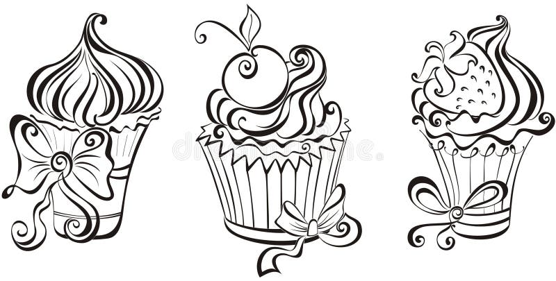 Σύνολο cupcakes ελεύθερη απεικόνιση δικαιώματος Σύνολο cupcakes ελεύθερη απεικόνιση δικαιώματος