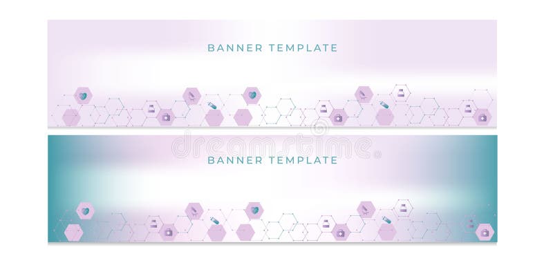 Σύνολο αφηρημένων ιατρικών φόντων με επίπεδα εικονίδια και σύμβολα ελεύθερη απεικόνιση δικαιώματος