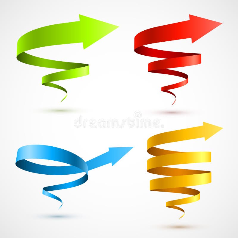 Set of colorful spiral arrows 3D. Vector illustration. Set of colorful spiral arrows 3D. Vector illustration