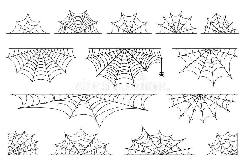 Σύνολο ιστού αράχνης για το Χάλογουιν Απόκριες cobweb, πλαίσια και περιγράμματα, τρομακτικά στοιχεία για διακόσμηση