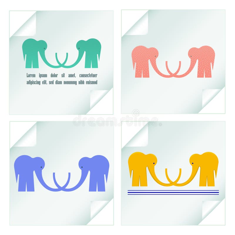 Σύνολο με Logotypes των ελεφάντων στις αυτοκόλλητες ετικέττες απεικόνιση αποθεμάτων Σύνολο με Logotypes των ελεφάντων στις αυτοκόλλητες ετικέττες απεικόνιση αποθεμάτων