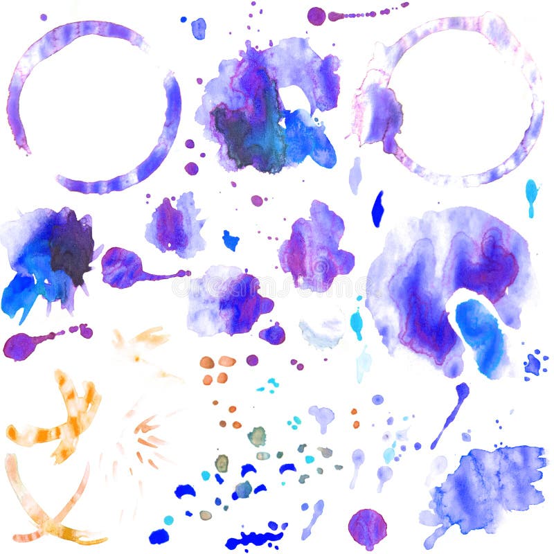 Σύνολο παφλασμών watercolor και λεκέδων του φλυτζανιού καφέ απεικόνιση αποθεμάτων Σύνολο παφλασμών watercolor και λεκέδων του φλυτζανιού καφέ απεικόνιση αποθεμάτων