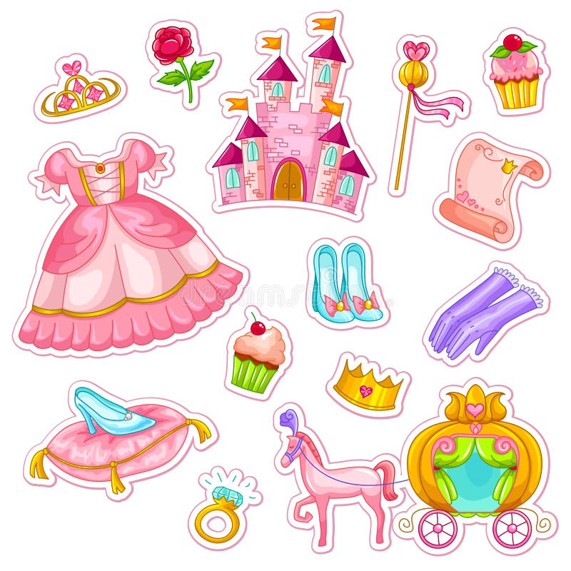 Collection of items related to princesses. Collection of items related to princesses