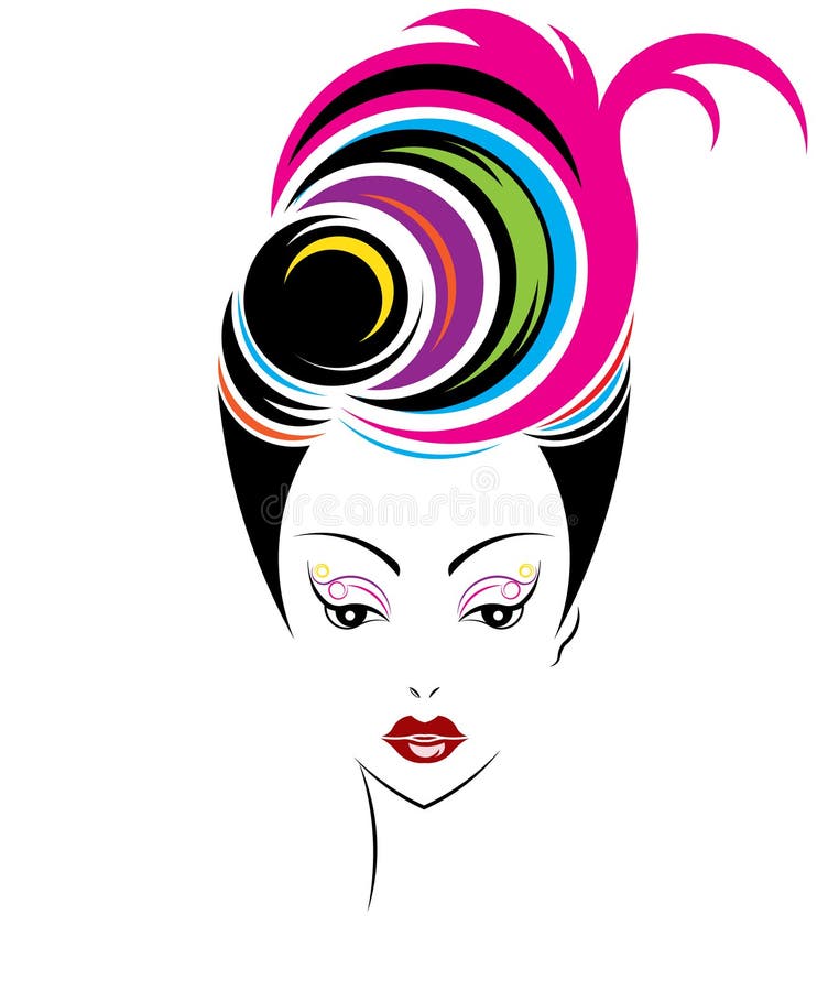 Short hair style icon, logo women face on white background,. Short hair style icon, logo women face on white background,