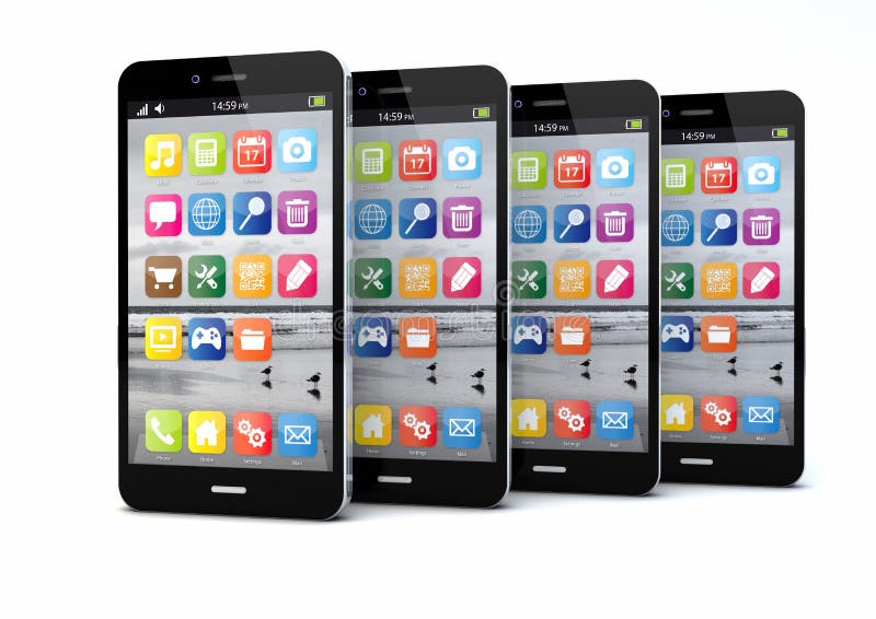 Τέσσερα smartphones διανυσματική απεικόνιση Τέσσερα smartphones διανυσματική απεικόνιση