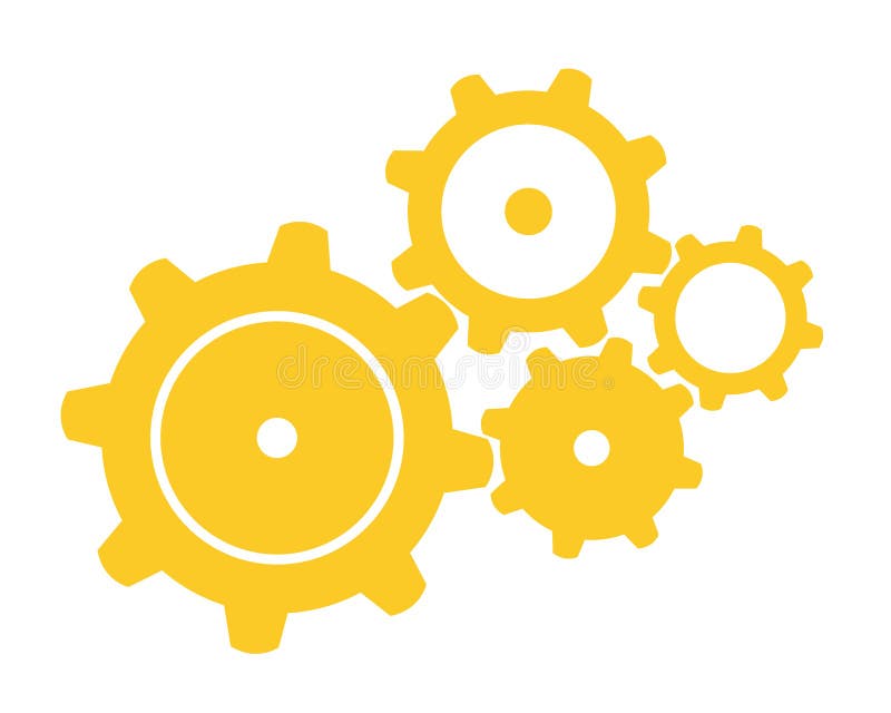 Vector illustration of four orange gears. Vector illustration of four orange gears