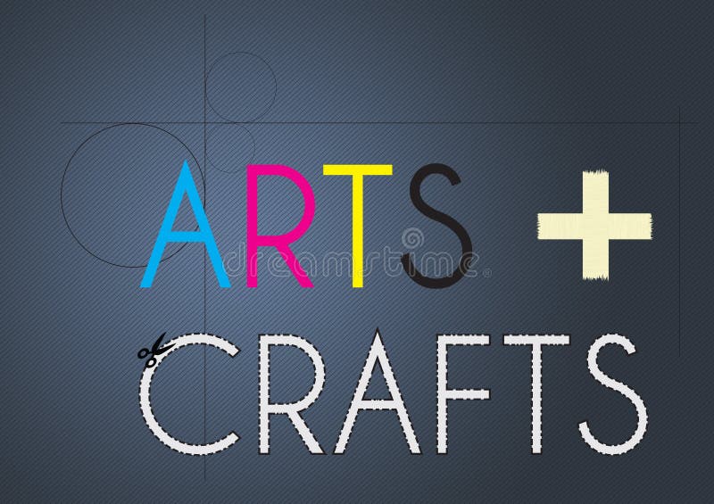 Arts + Crafts text design on blue background. Arts + Crafts text design on blue background.